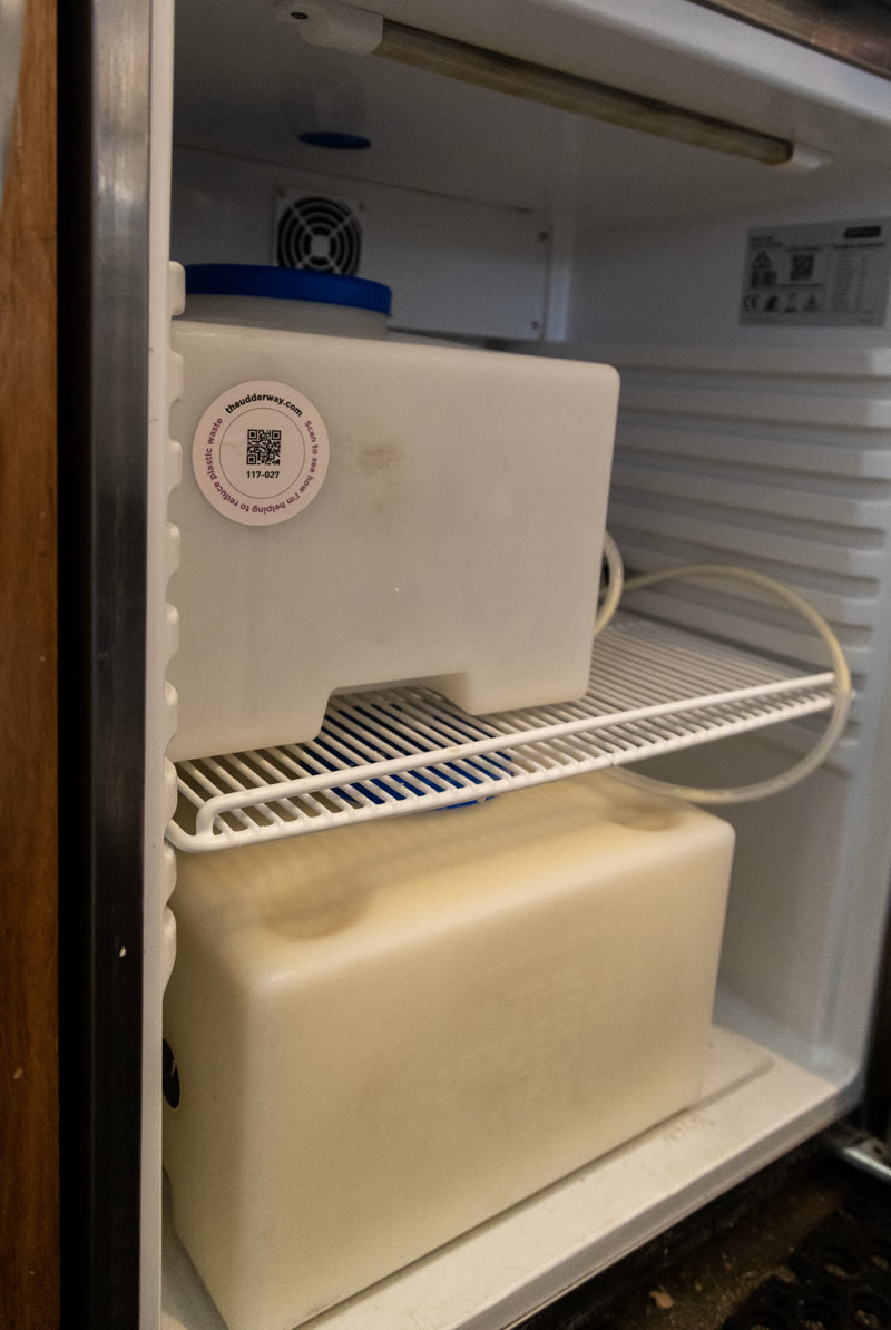 18L TUW kegs in venue fridge with QR code